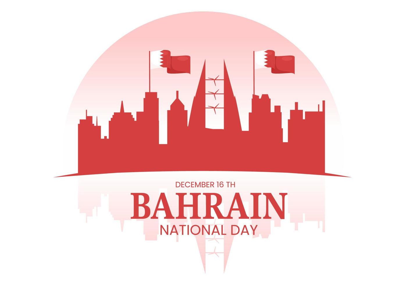 Bahrain National Day or Independence Template Hand Drawn Cartoon Flat Illustration with Wavy Flag in 16th of December Patriotic Holiday Design vector