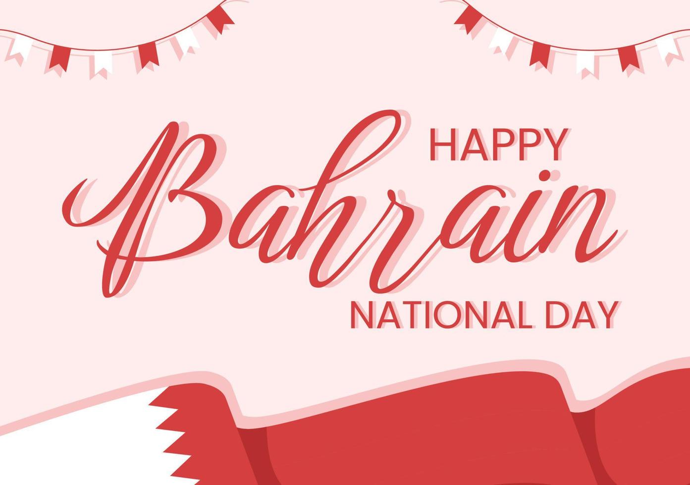 Bahrain National Day or Independence Template Hand Drawn Cartoon Flat Illustration with Wavy Flag in 16th of December Patriotic Holiday Design vector