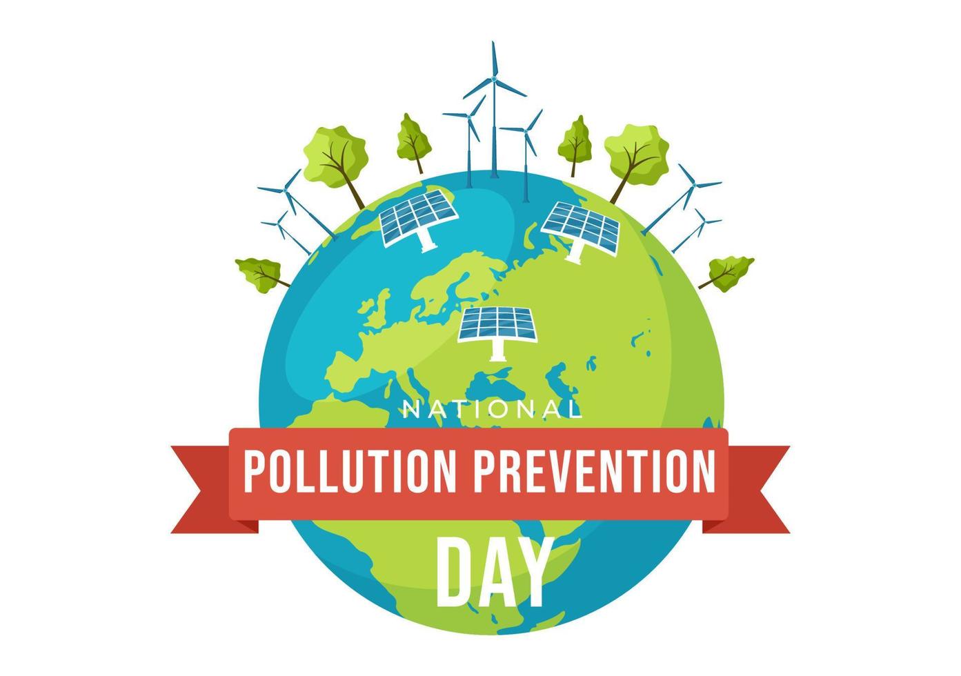 National Pollution Prevention Day for Awareness Campaign About Factory, Forest or Vehicle Problems in Template Hand Drawn Cartoon Flat Illustration vector