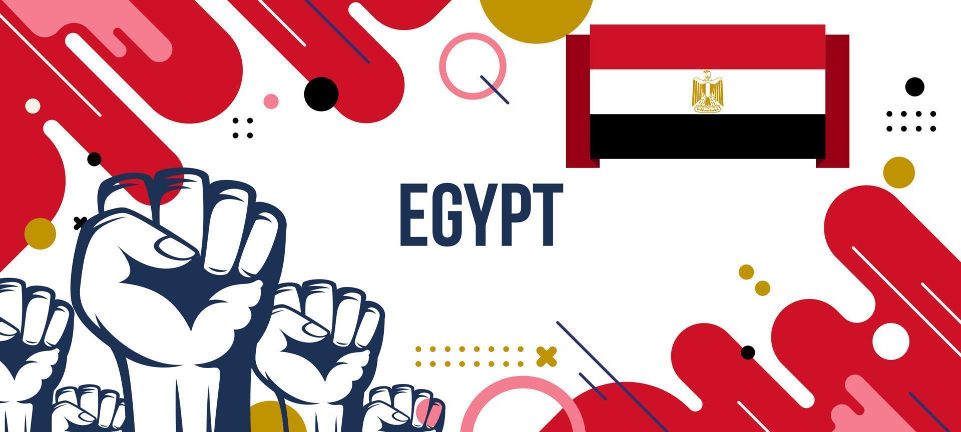bandera nacional de egipto con bandera y diseño de fondo abstracto geométrico vector