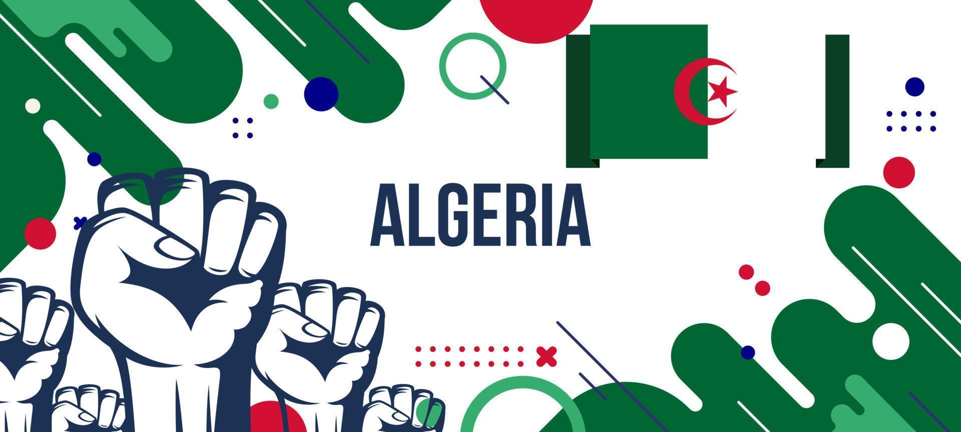 Algeria national banner with flag, and geometric abstract background design vector