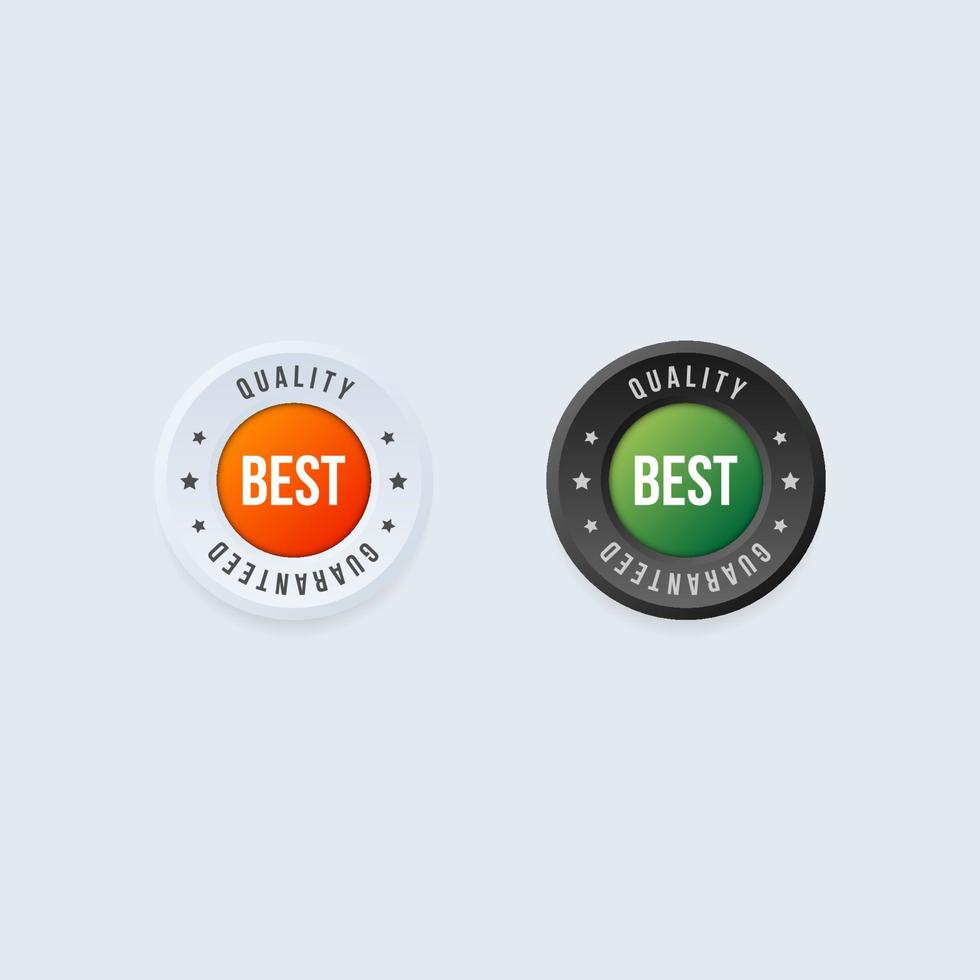 Round label quality guaranteed badge sticker in two colors vector