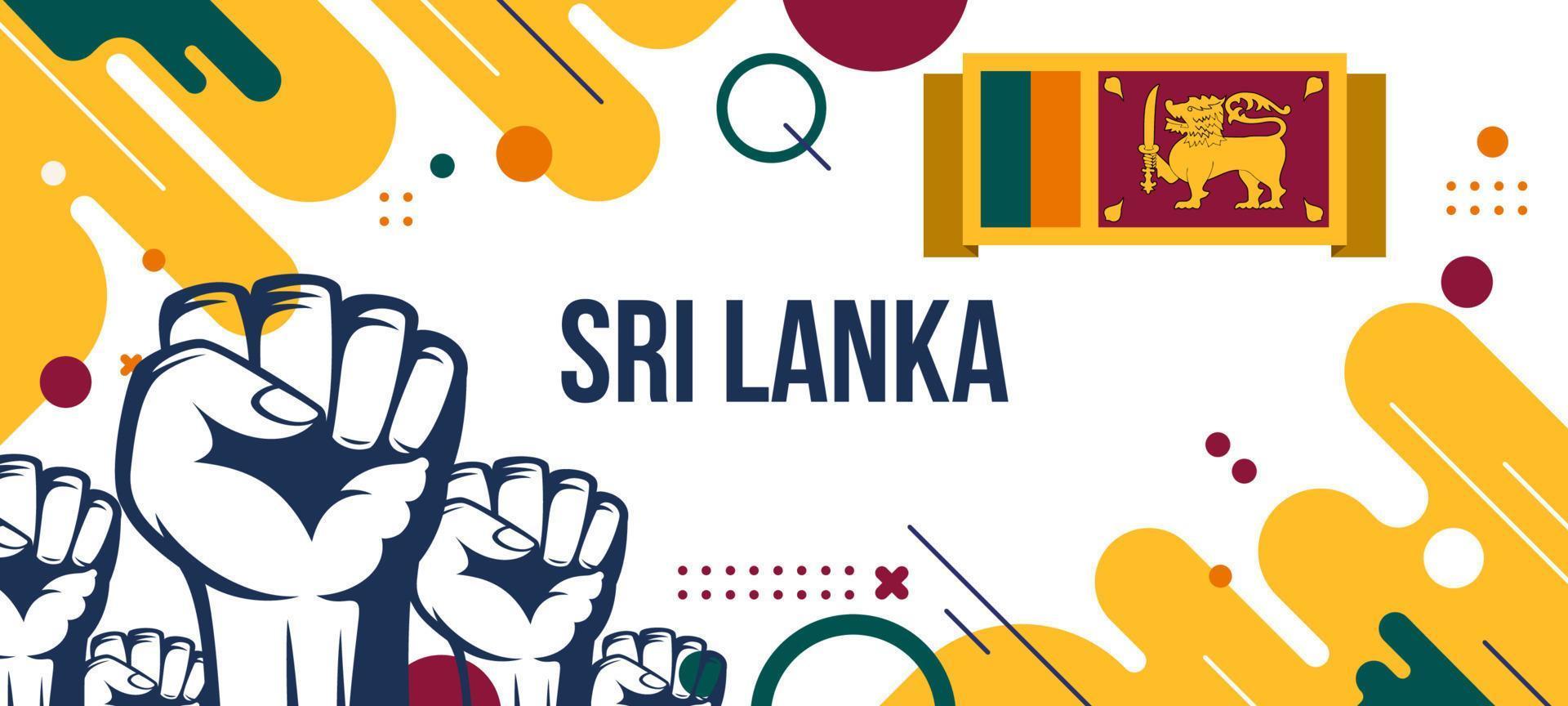 Sri Lanka national banner with flag, and geometric abstract background design vector