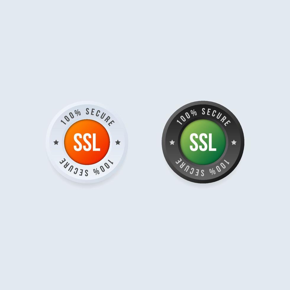 insignia de seguridad ssl, pegatina en dos opciones de color vector