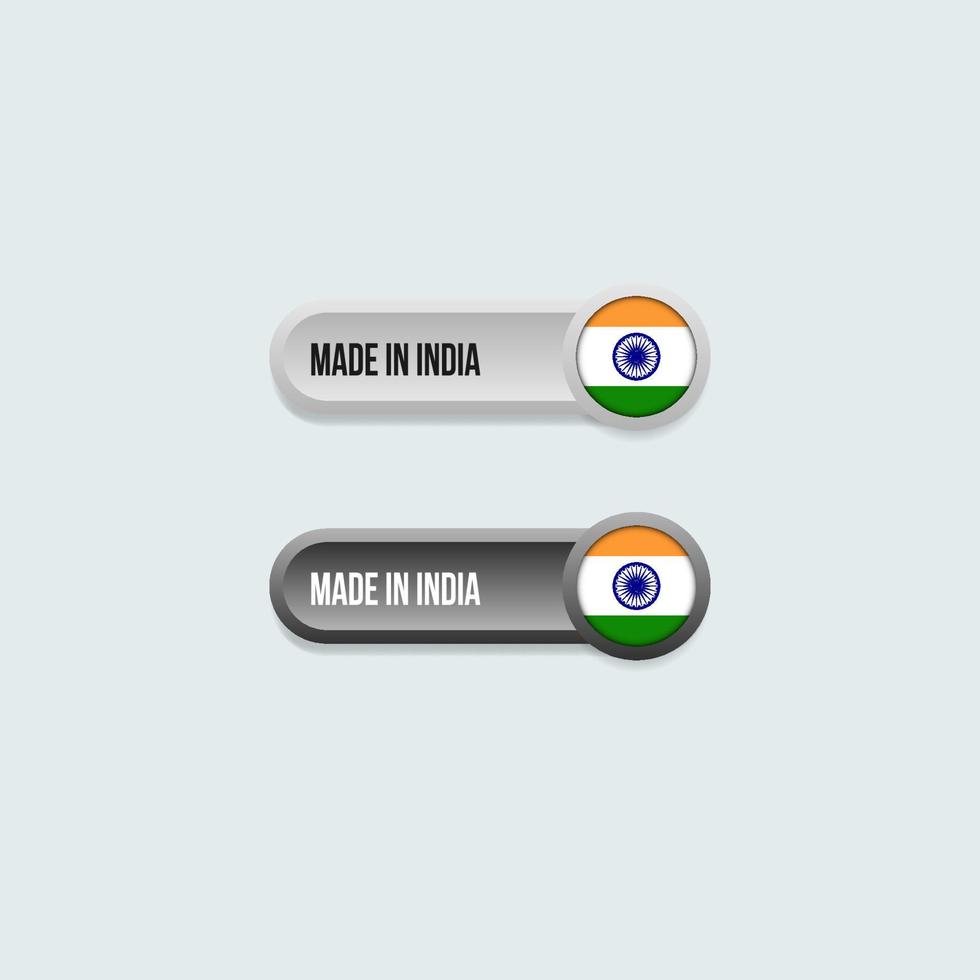 Made in India label for product packaging vector