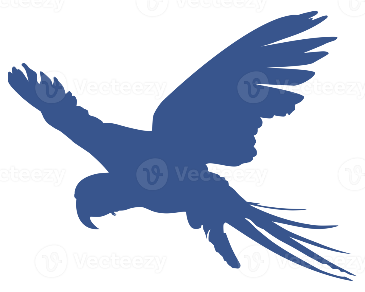 Flying Macaw Bird Silhouette for Logo, Pictogram, Art Illustration, Website or Graphic Design Element. Format PNG