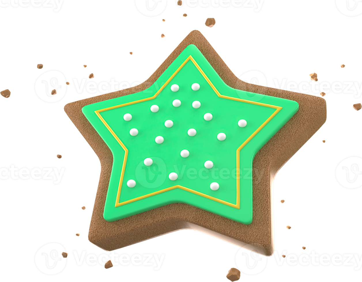 3d Rendering Christmas or new year elements background with decorative cookies and candys. Colorful gifts for holidays. Modern design. Isolated illustration. png