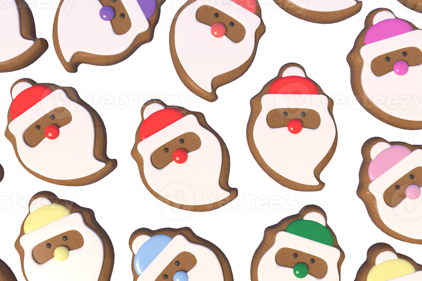 3d Rendering Christmas or new year elements background with decorative cookies and candys. Colorful gifts for holidays. Modern design. Isolated illustration. png
