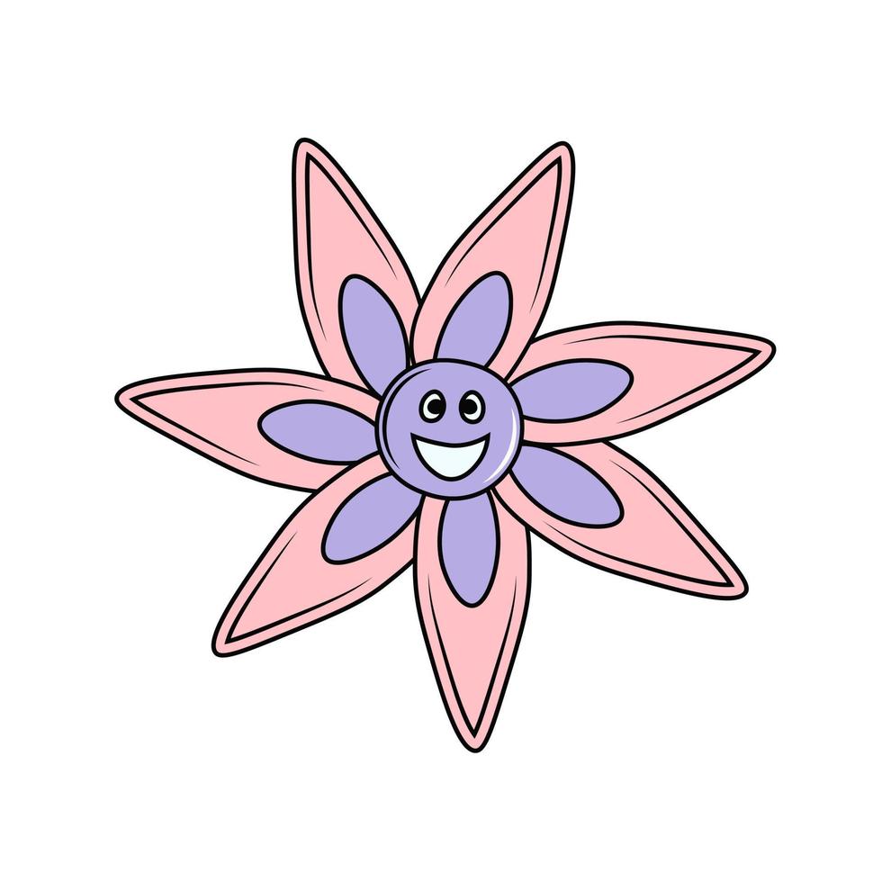 Groovy flower vector illustration in doodle style