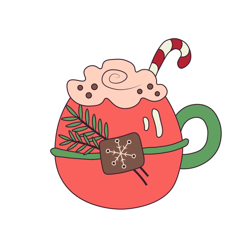 arte de la taza de navidad estilo doodle vector