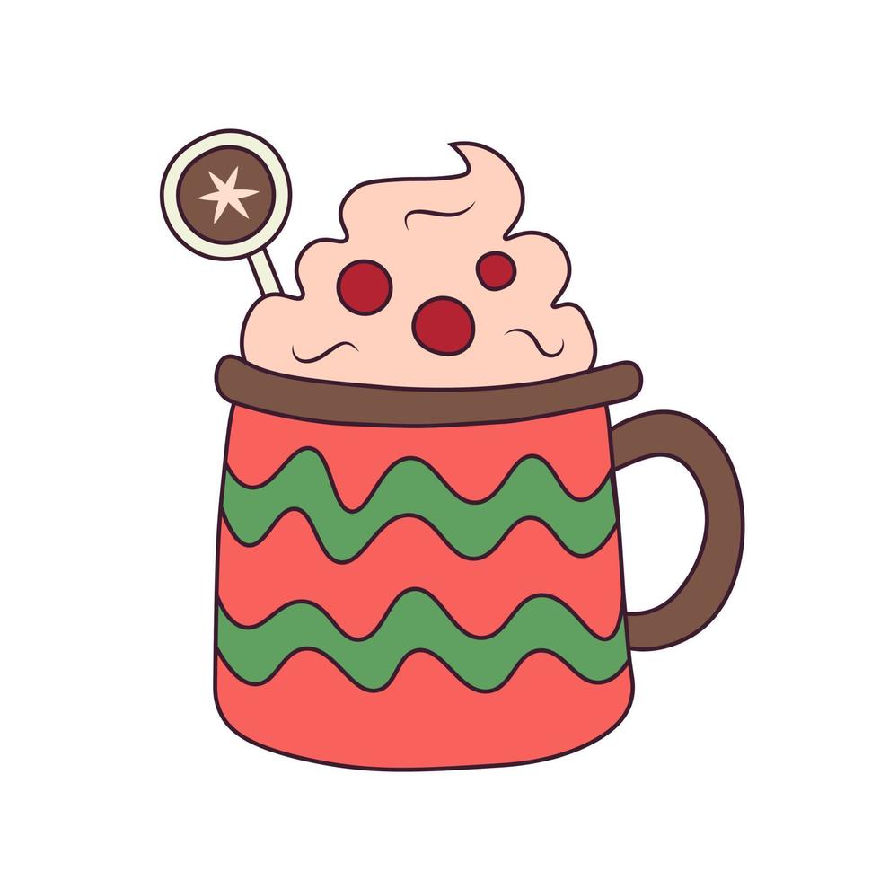 Funny Christmas mug in cartoon style vector