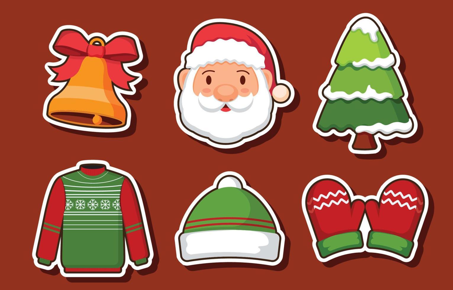 Christmas stickers collection vector