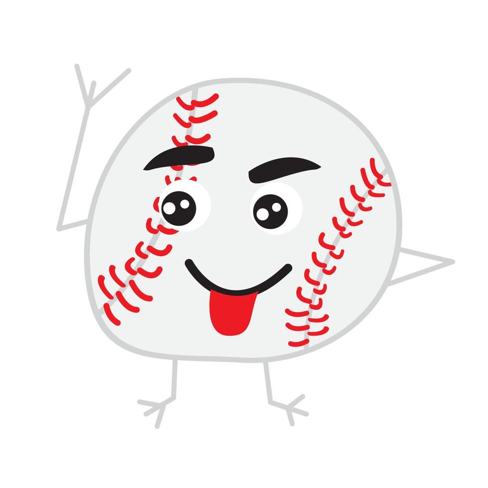 Cute Baseball Ball Cartoon Character. vector