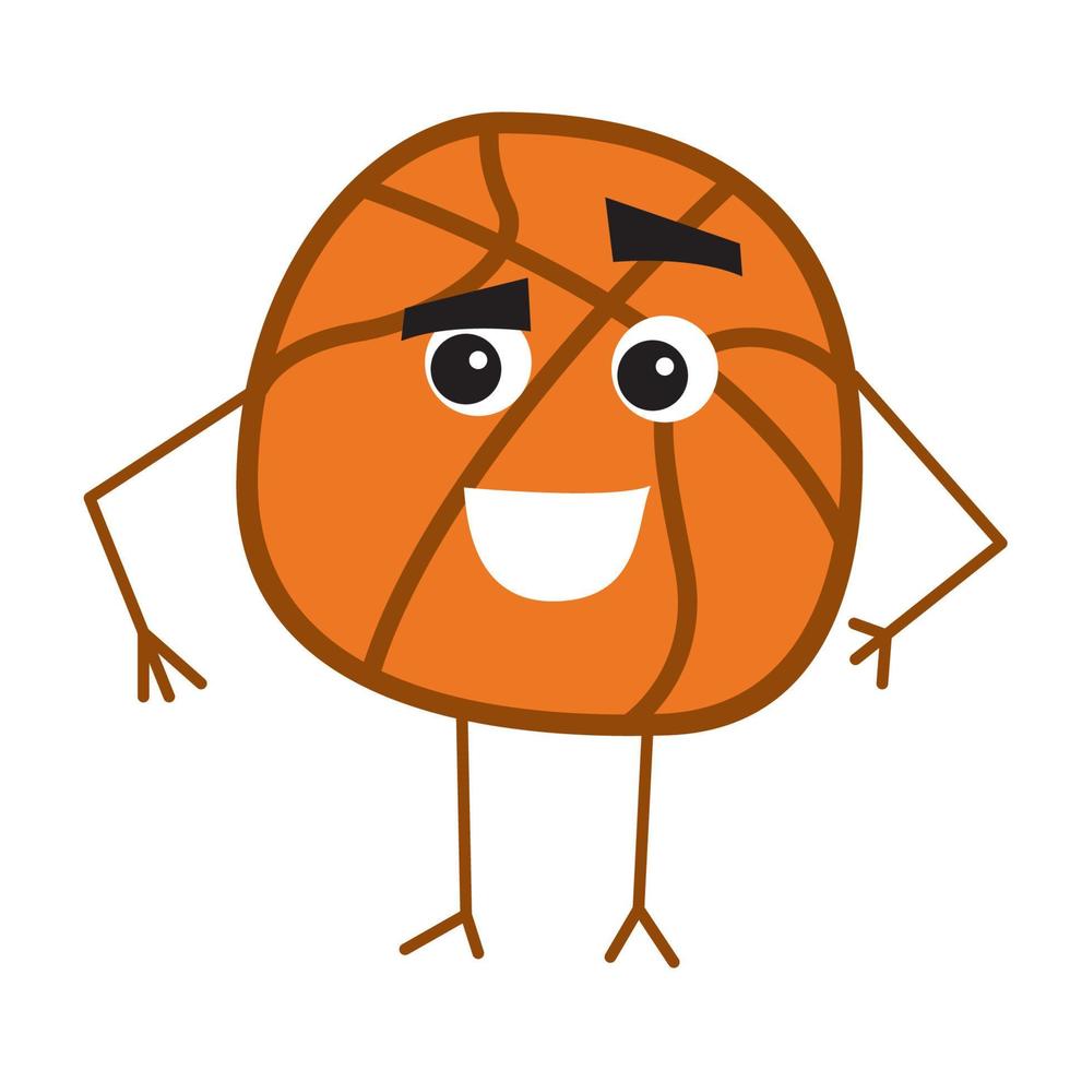 lindo personaje de dibujos animados de pelota de baloncesto. vector