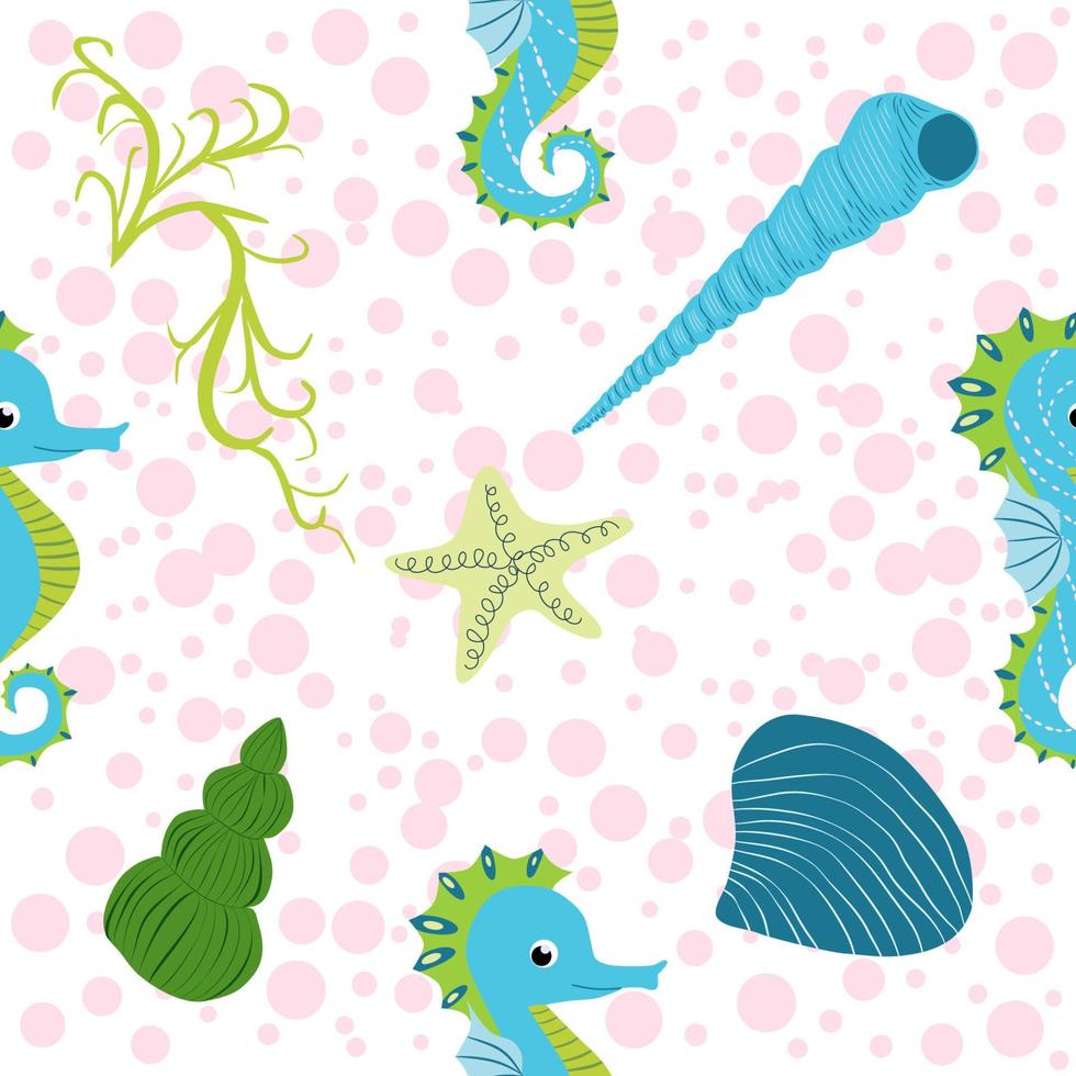 patrón impecable con medusas transparentes detalladas. patrón infantil sin costuras con lindos peces dibujados a mano y medusas en estilo garabato. fondo de vivero de moda vector