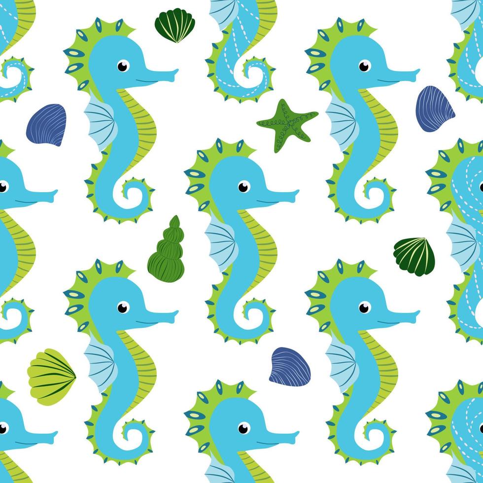 Seamless pattern with detailed transparent jellyfish. Childish seamless pattern with cute hand drawn fishes and jellyfishes in doodle style. Trendy nursery background vector