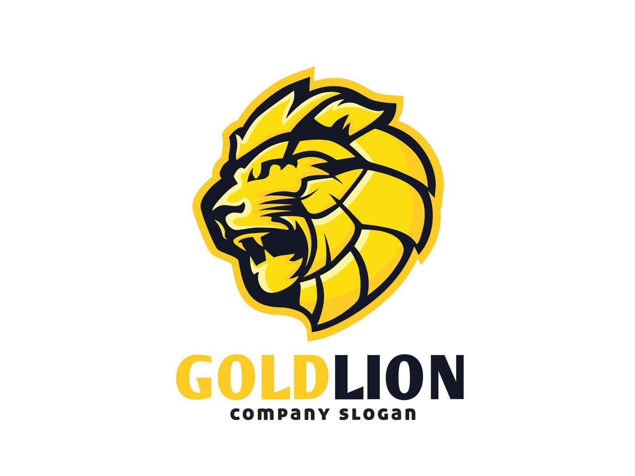 logotipo de cabeza de león dorado vector