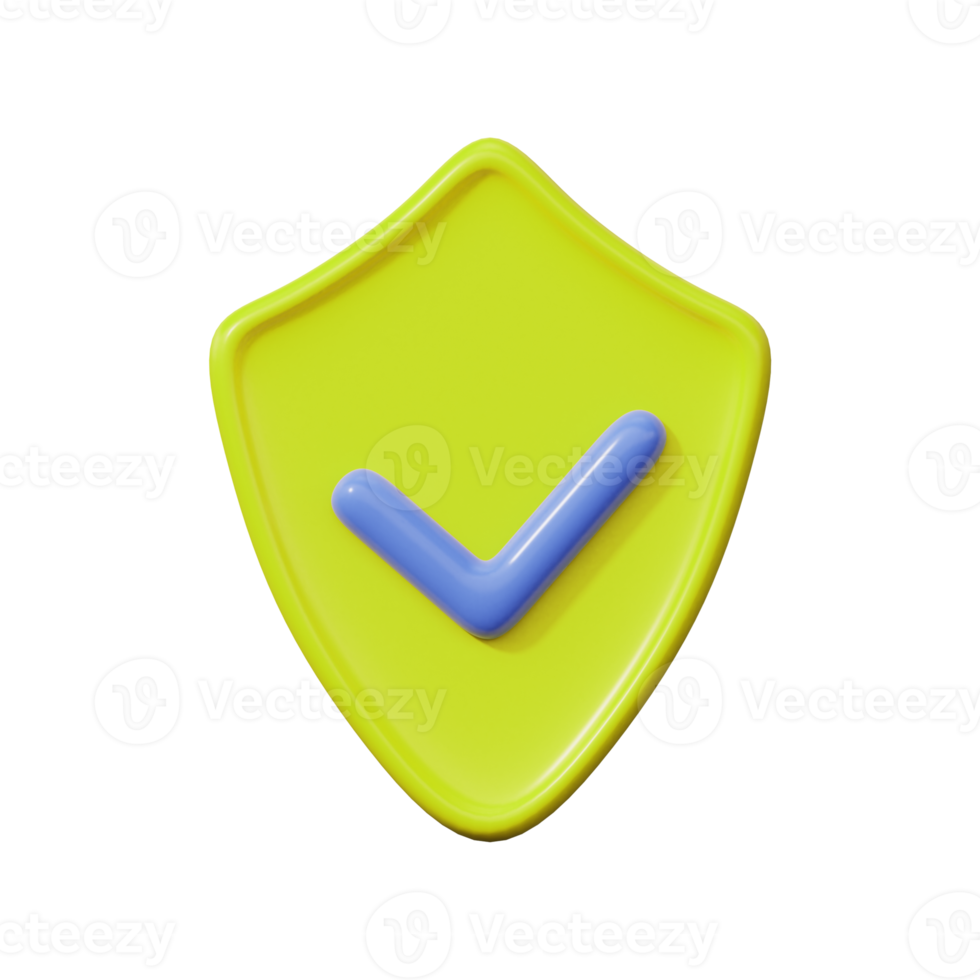 Security shield icon. 3D Rendering. png