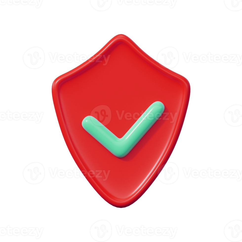 Security shield icon. 3D Rendering. png