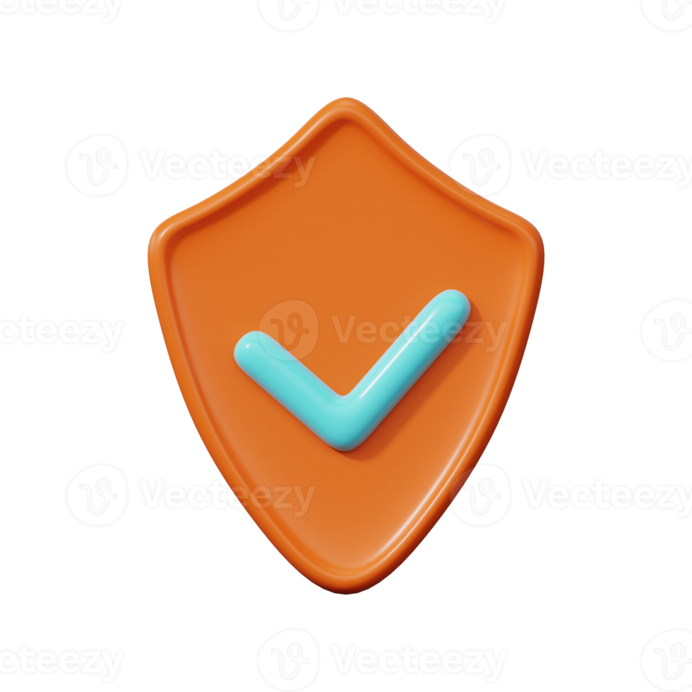 Security shield icon. 3D Rendering. png