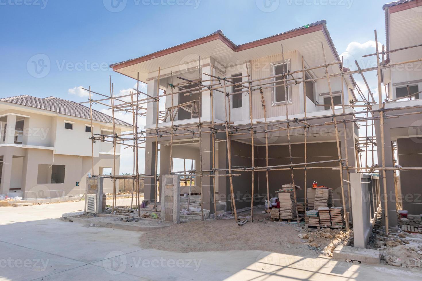 construction residential new house in progress at building site housing estate development photo