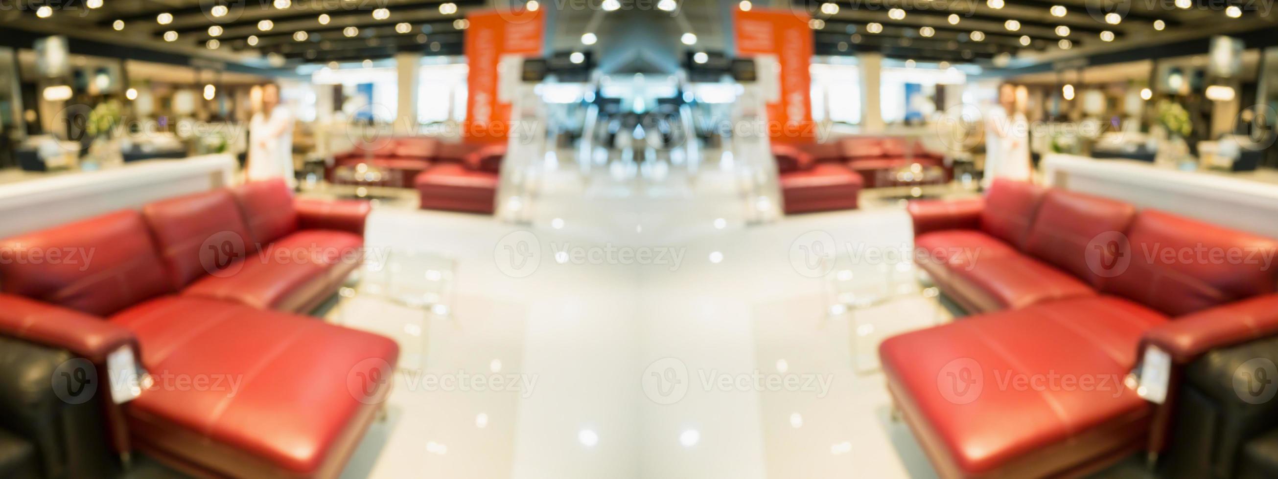 Abstract blur furniture department store showroom interior with bokeh light background photo