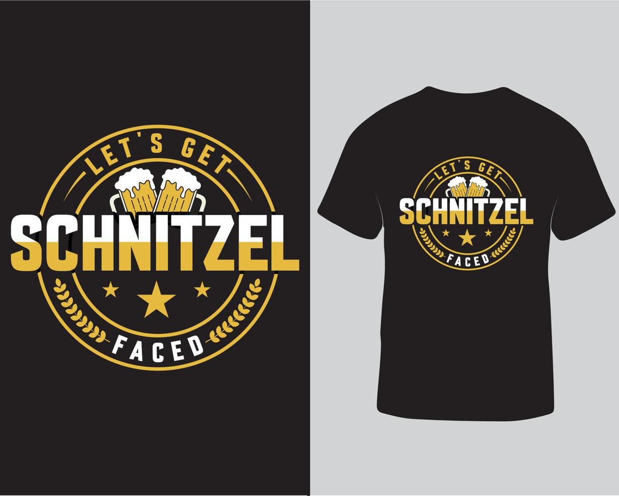 consigamos el diseño de la camiseta del festival de octubre con cara de schnitzel. descarga profesional de plantilla de diseño de camiseta de cerveza octoberfest vector