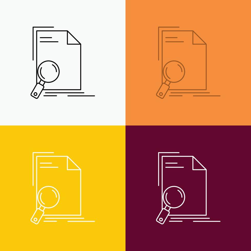 Analysis. document. file. find. page Icon Over Various Background. Line style design. designed for web and app. Eps 10 vector illustration