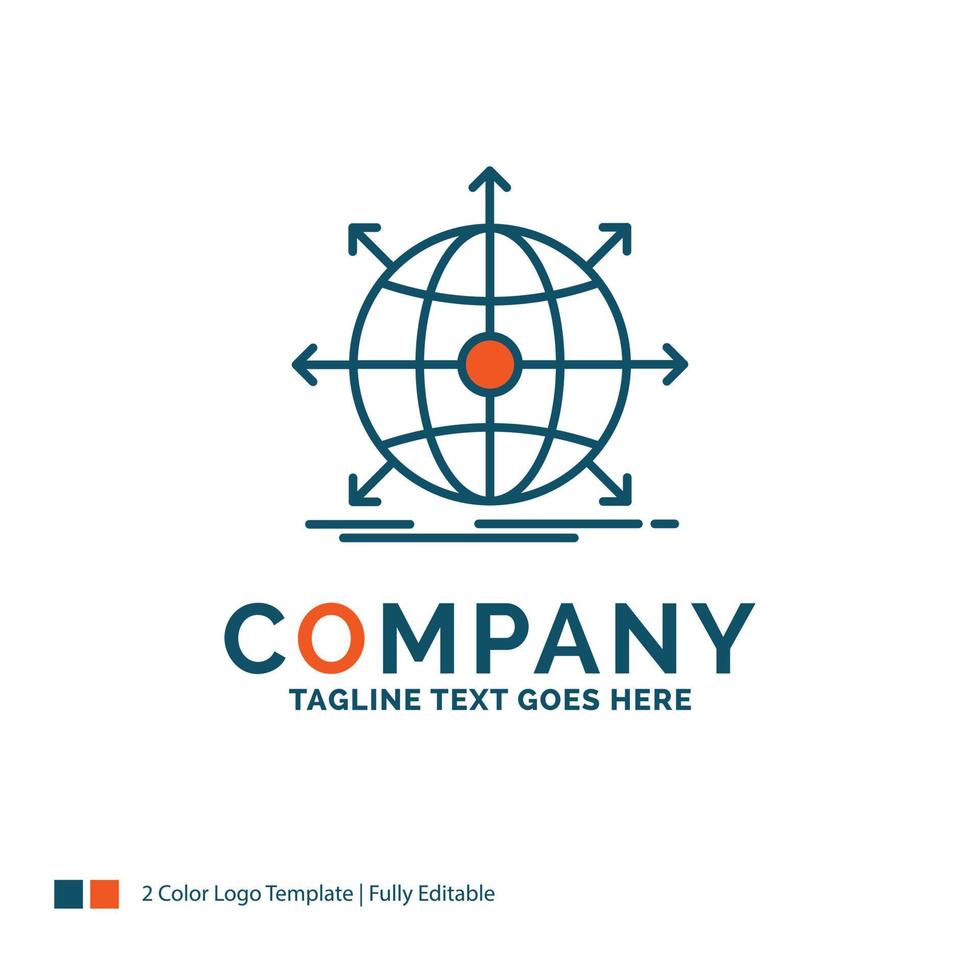 business, global, international, network, web Logo Design. Blue and Orange Brand Name Design. Place for Tagline. vector