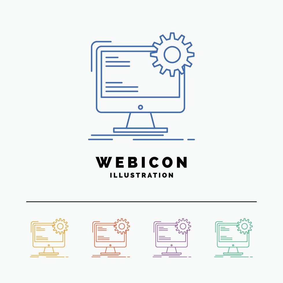 Internet. diseño. página. sitio. plantilla de icono web de línea de 5 colores estática aislada en blanco. ilustración vectorial vector