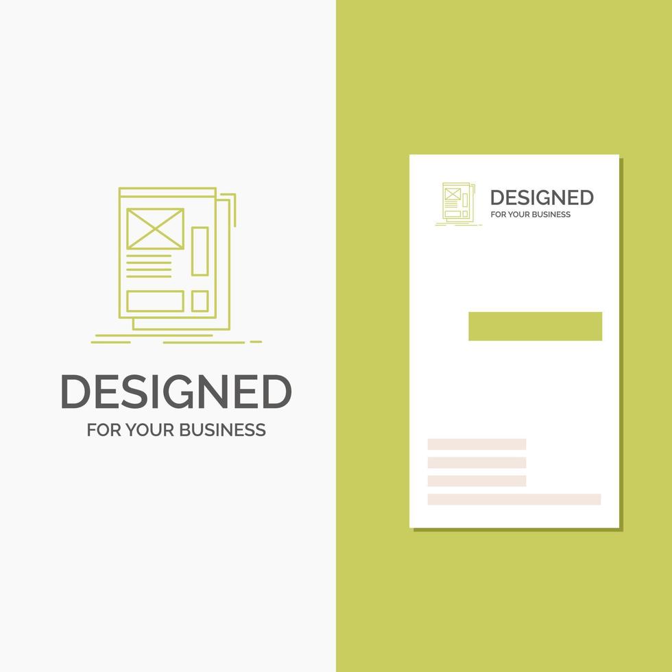 Business Logo for wire. framing. Web. Layout. Development. Vertical Green Business .Visiting Card template. Creative background vector illustration
