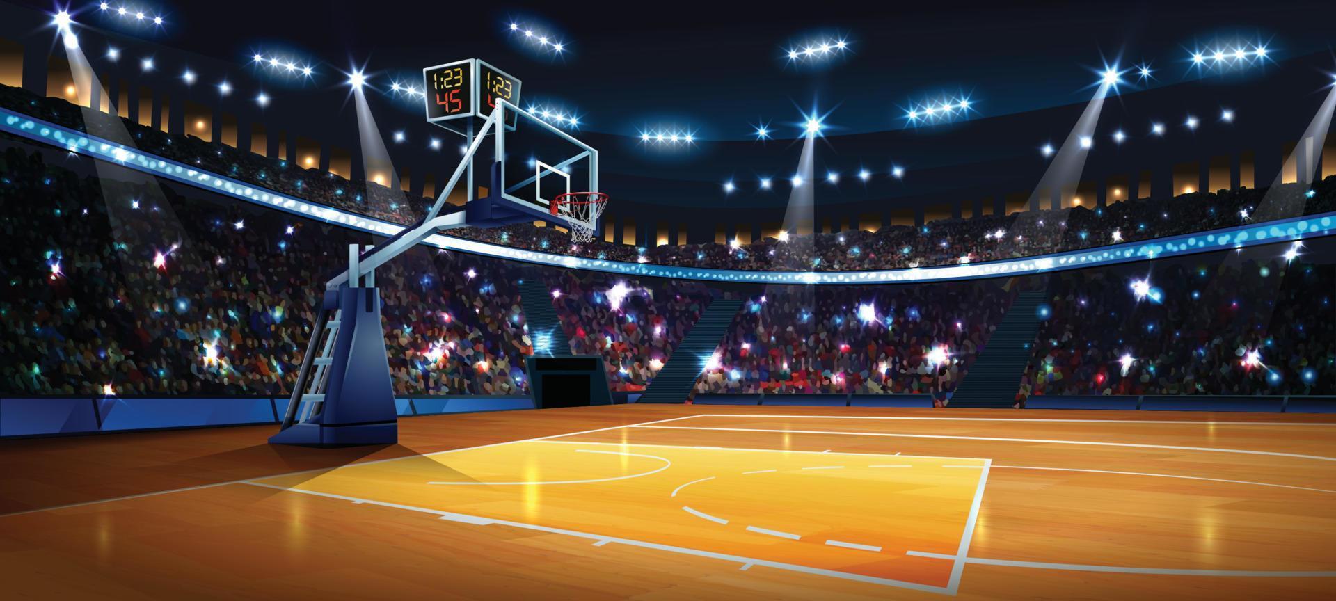 Indoor Basketball Court Concept Background vector