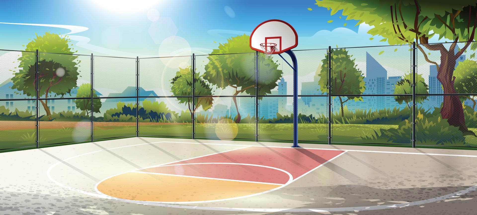 Fondo de concepto de cancha de baloncesto al aire libre vector