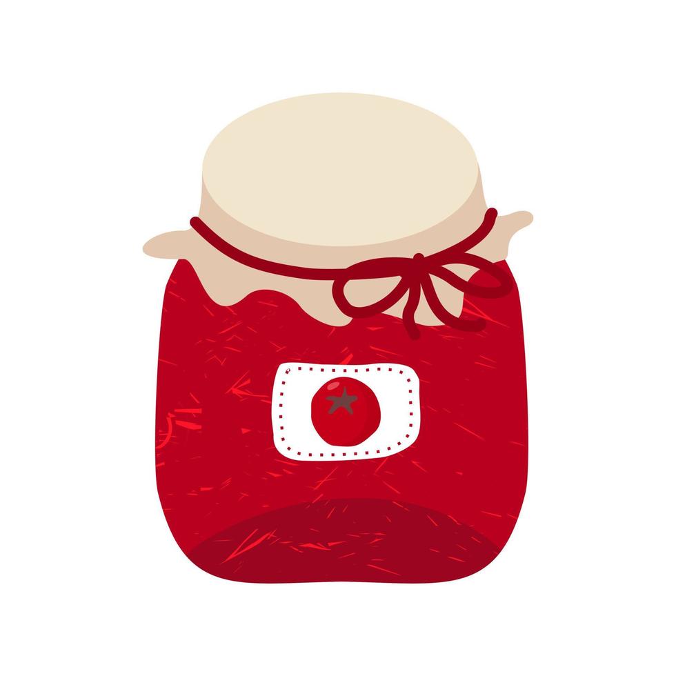 Plum jam in a glass jar. vector