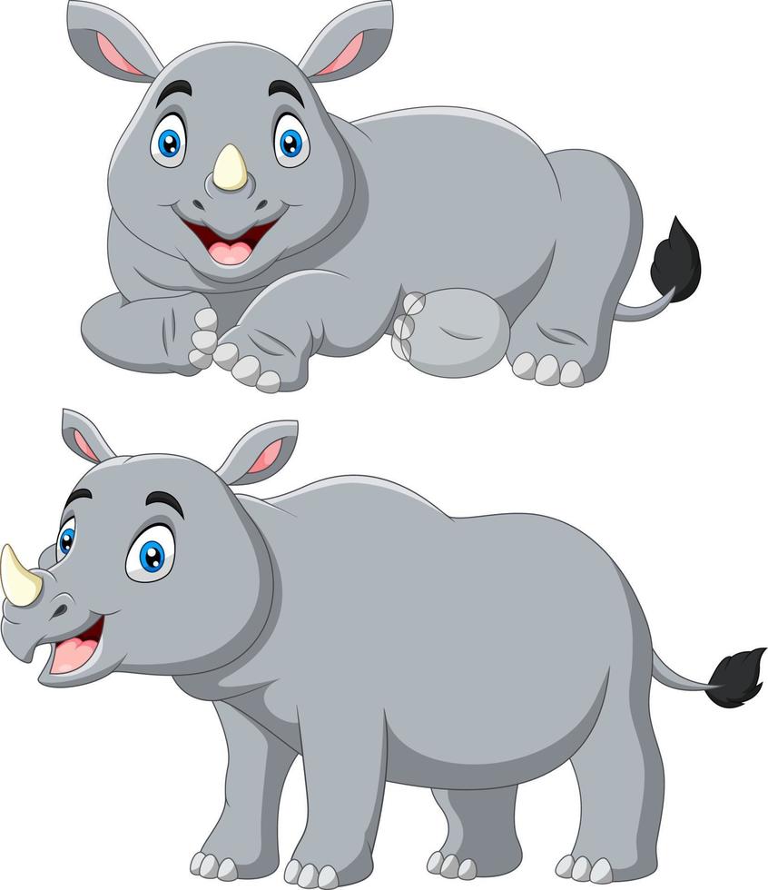 Cartoon happy rhino a smile vector