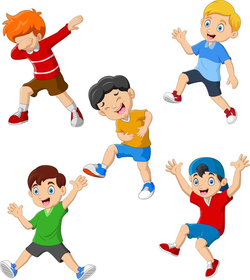 Happy little boys with different activities vector