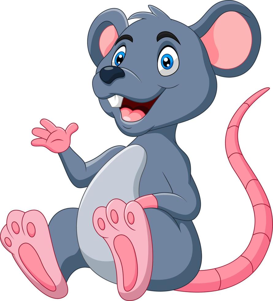 Cartoon funny mouse a smile vector