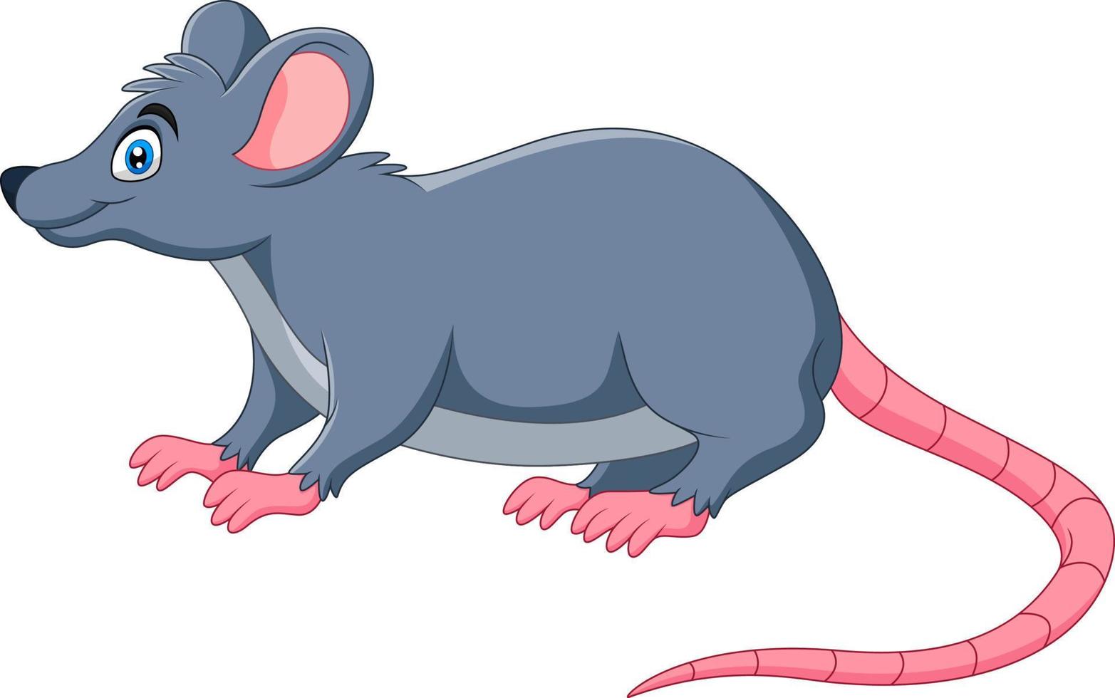 un ratón feliz divertido de dibujos animados vector