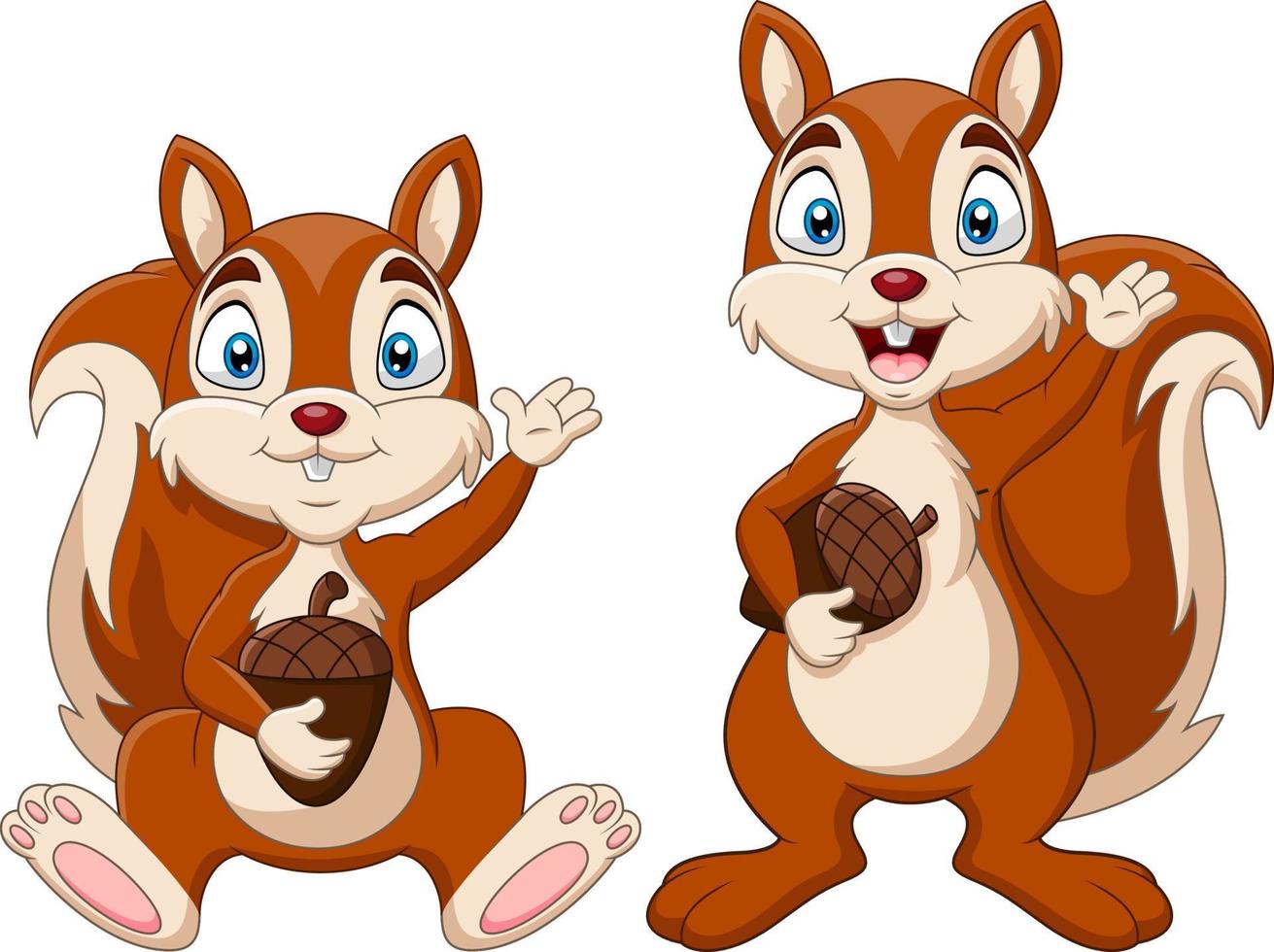 Cartoon funny squirrel holding nut vector