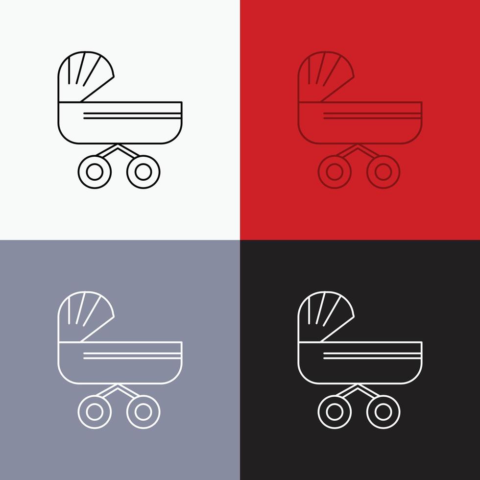 trolly. baby. kids. push. stroller Icon Over Various Background. Line style design. designed for web and app. Eps 10 vector illustration