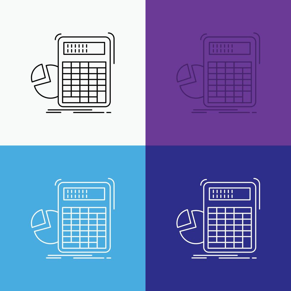 calculator. calculation. math. progress. graph Icon Over Various Background. Line style design. designed for web and app. Eps 10 vector illustration