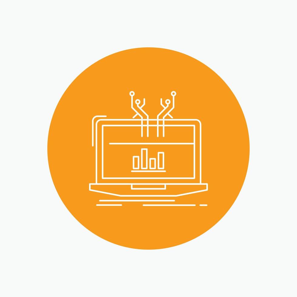 Analysis. analytical. management. online. platform White Line Icon in Circle background. vector icon illustration