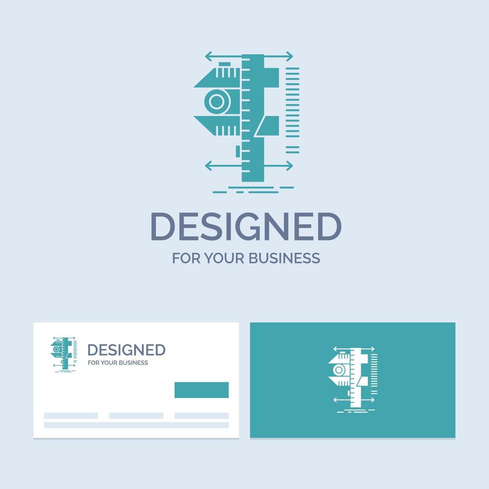 measure. caliper. calipers. physics. measurement Business Logo Glyph Icon Symbol for your business. Turquoise Business Cards with Brand logo template. vector