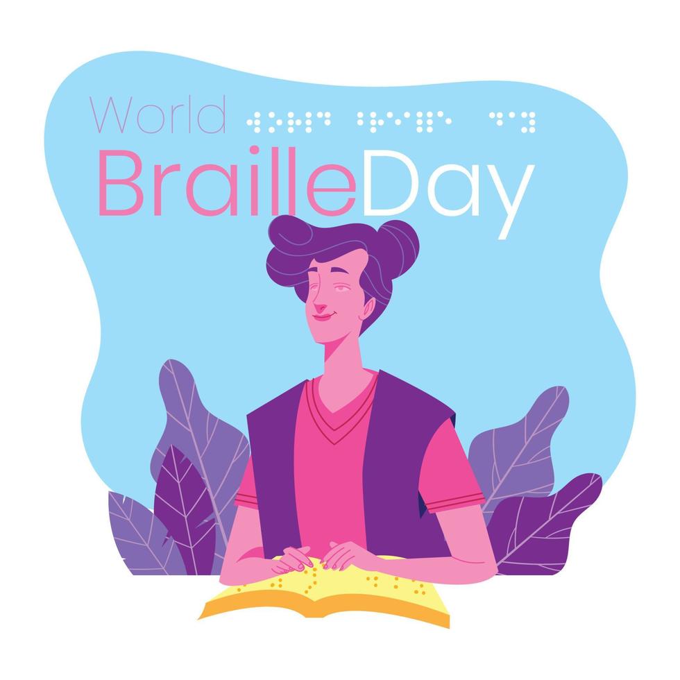 Woman with Her Braile Book vector