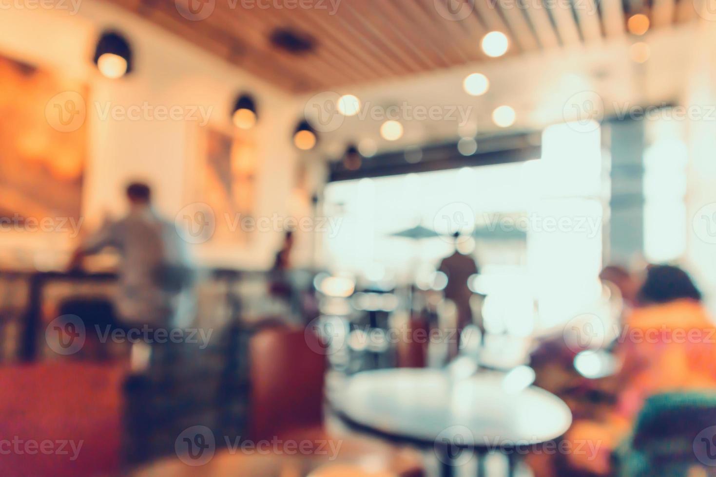 Restaurant cafe or coffee shop interior with people abstract defocused blur background photo