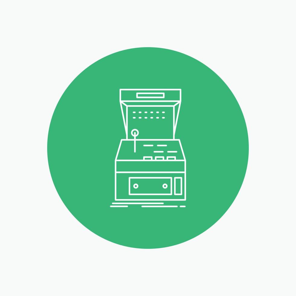 Arcade. console. game. machine. play White Line Icon in Circle background. vector icon illustration