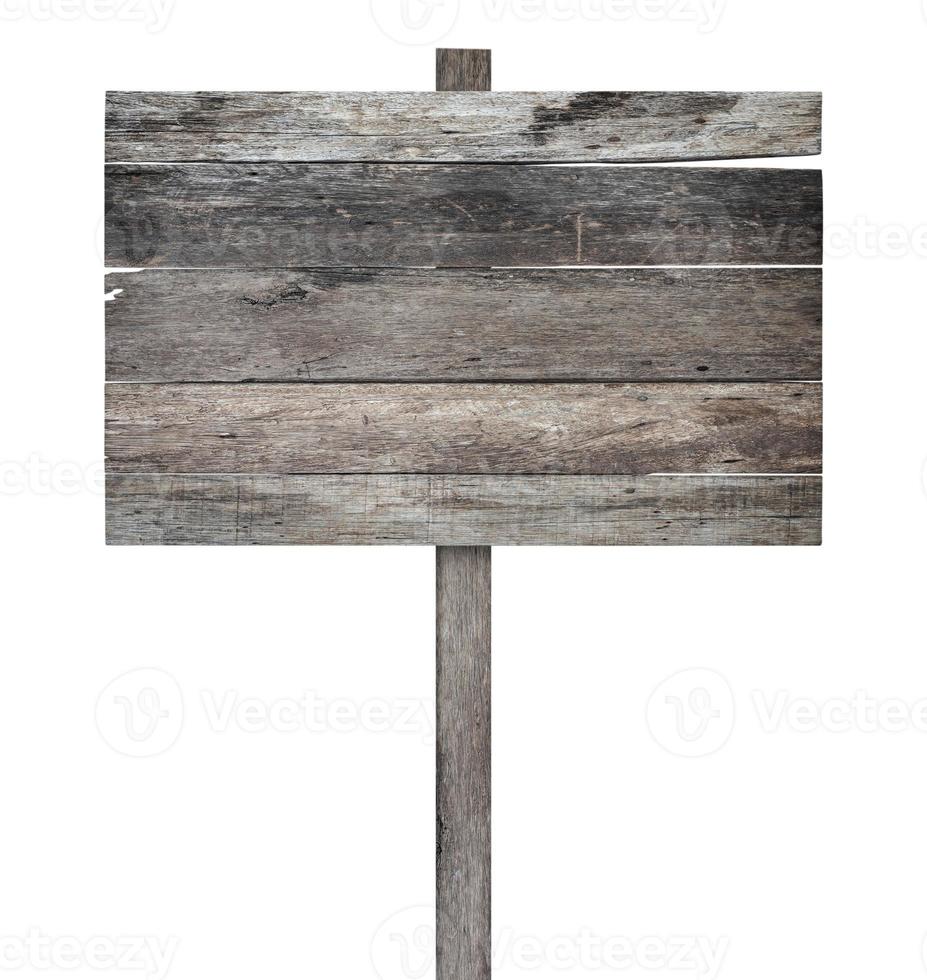 Old wooden sign isolated on white background photo