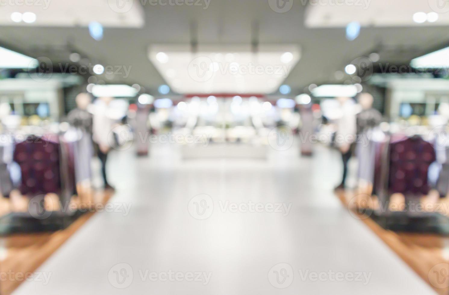 Abstract blur clothing boutique display interior of shopping mall background photo