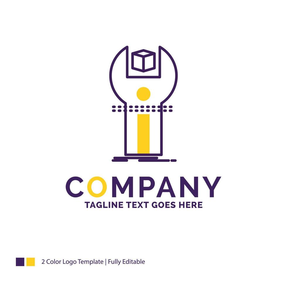 Company Name Logo Design For SDK. App. development. kit. programming. Purple and yellow Brand Name Design with place for Tagline. Creative Logo template for Small and Large Business. vector