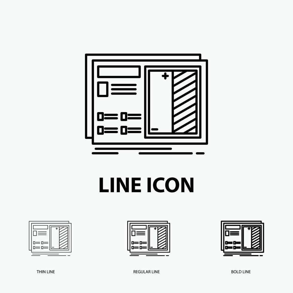 Blueprint. design. drawing. plan. prototype Icon in Thin. Regular and Bold Line Style. Vector illustration